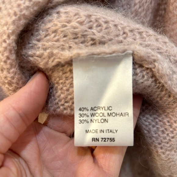 A Ida Open Wool Mohair Cardigan Sweater Size M Mauve Pink Cozy Cottage Bohemian - Picture 8 of 9